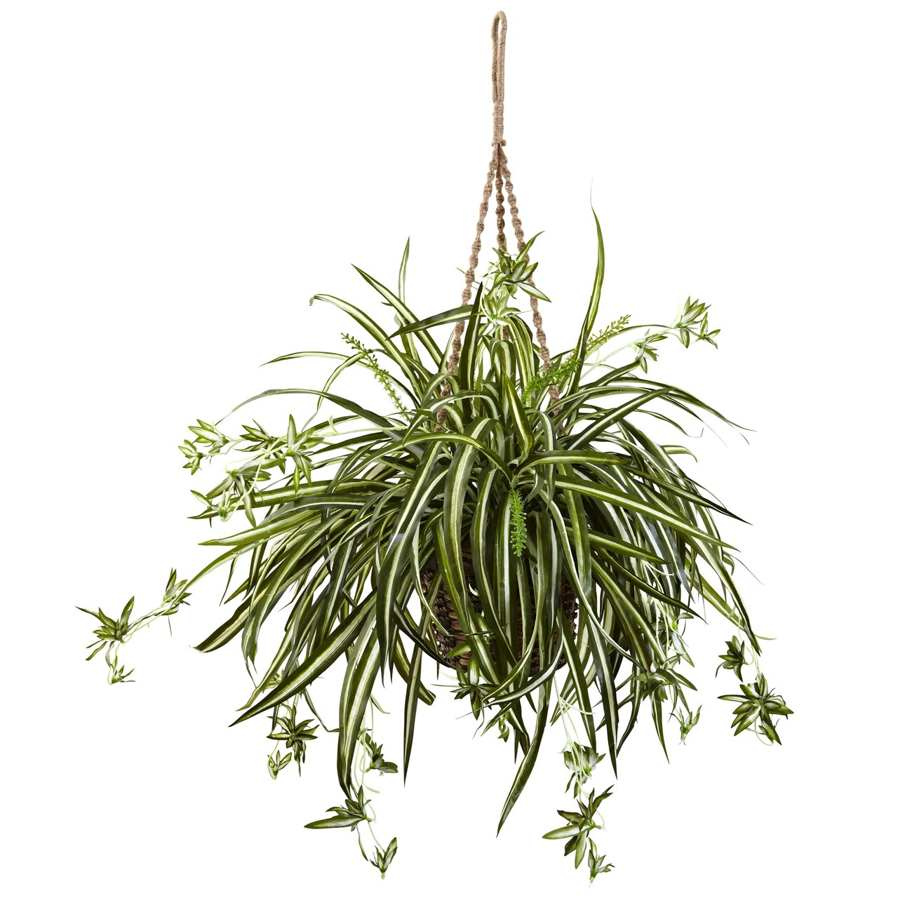 Nearly Natural 2' Artificial Spider Plant with Hanging Basket